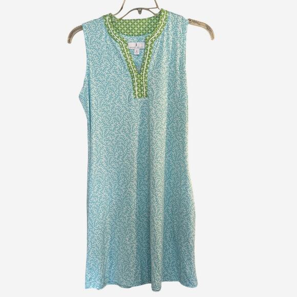 Sport Haley Women's Medium Blue & Green Abstract Print V-Neck Tank Golf Dress - Picture 1 of 6